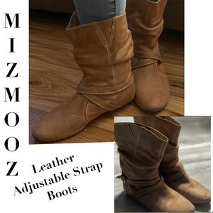 👢Miz Mooz Leather Tan Slouchy Brown Boots Adjustable Straps👢FINAL MARKDOWN